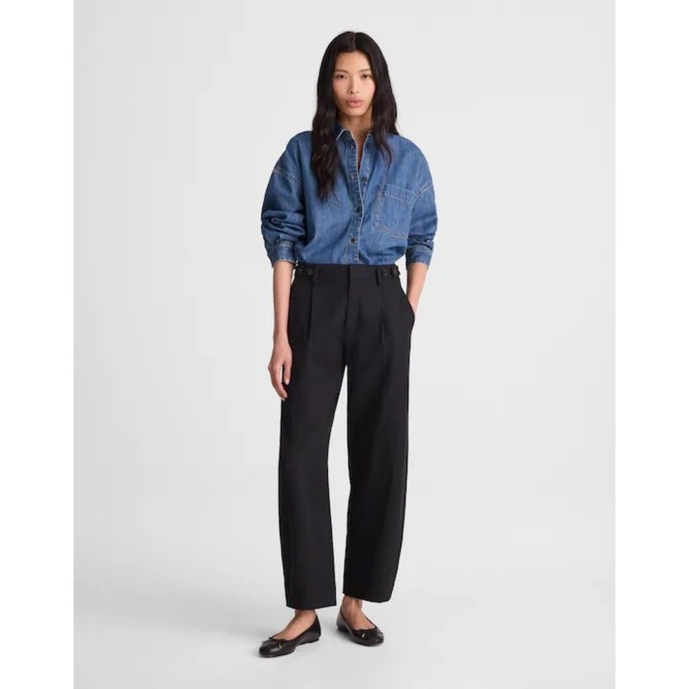 Madewell Black High-Waist Pleated Trousers